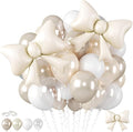Pearl White Balloons, 35 Inch Cream Bow Balloon Foil, 12 Inch Clear Double by BIAPIAN
