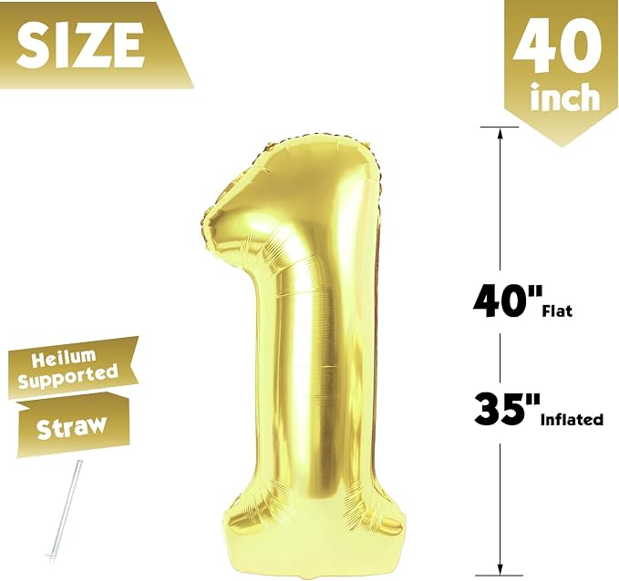 40 Inch Light Gold Number 1 Balloon, Champagne Birthday Party Decorations | 40 - Image 5