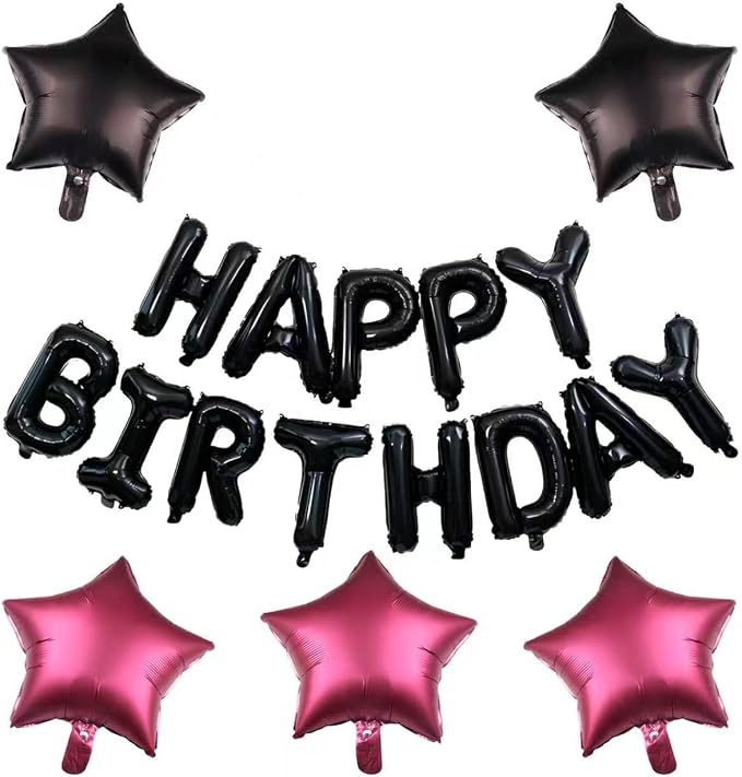 16 Inch Black Birthday Wish Letter Balloon Banner Set Paired by Unknown