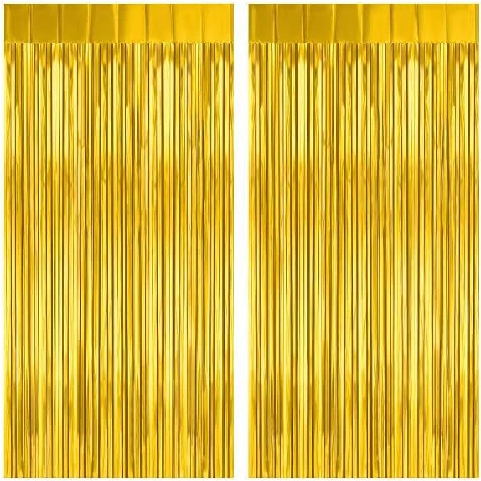 2 Pack Gold Fringe Curtain Backdrop, 3.2Ft x 8.2Ft Metallic Photo Booth - Image 7