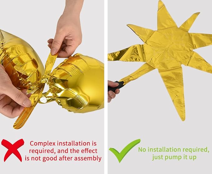 TONIFUL 4 Pcs Explosion Star Balloons Gold Foil Balloon Party Decorations | 22 - Image 3