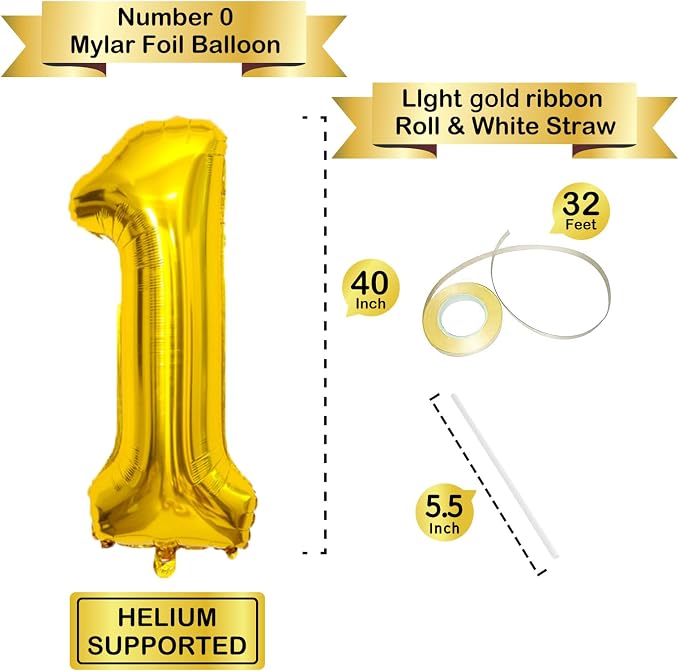 Gold Number Balloons Birthday Balloons - Image 2