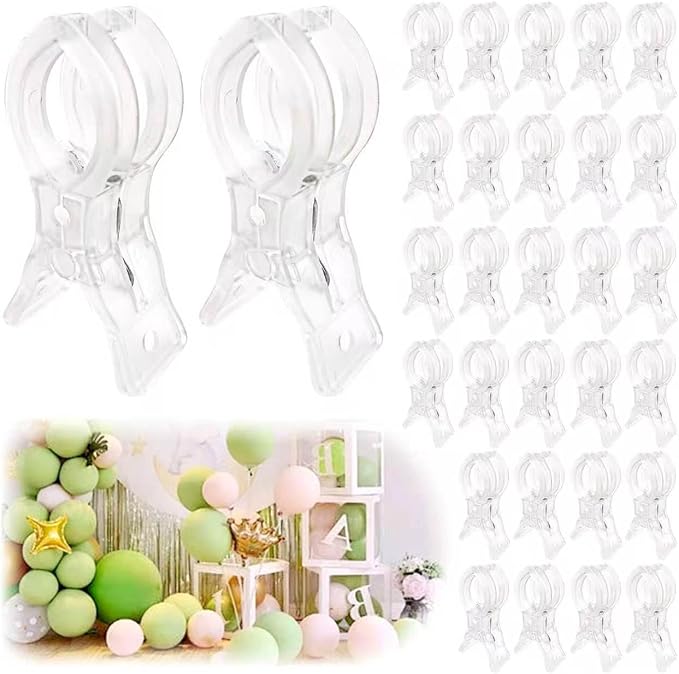 30 Pack Clear Balloon Arch Clips, 3.5" Plastic Transparent Clamps Heavy Duty by FUYITE