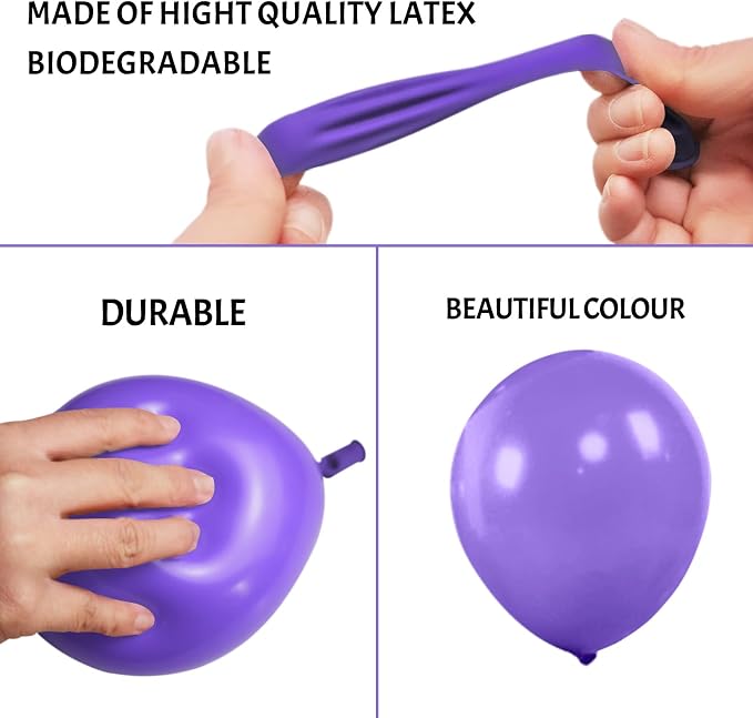 Purple Balloons 110Pcs, 5 Inch Small Purple Latex Party Balloons, Mini Thick - Image 3
