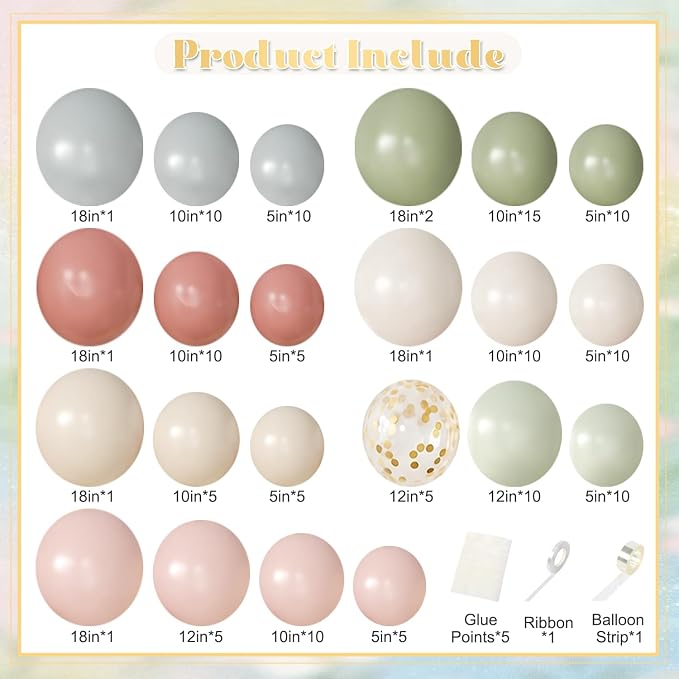 Pastel Balloon Arch Kit for Pastel Wildflower Party Decorations | Double - Image 5