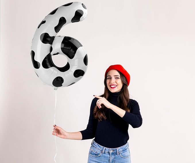 Cow Print Number 6 Balloon 40 inch, Cow Birthday Party Balloons Decorations | - Image 4