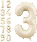 Number 3 Balloon Beige, 40 Inch Large Cream Foil 3 Helium Balloons by Dagelar