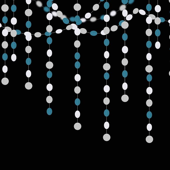 Teal-Turquoise White-Silver Party-Decorations Garland Streamers - 52Ft Woman - Image 4