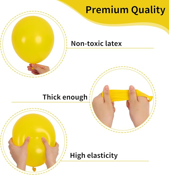 RUBFAC Yellow Balloons Different Sizes 105pcs 5/10/12/18 Inch Yellow Balloon - Image 3