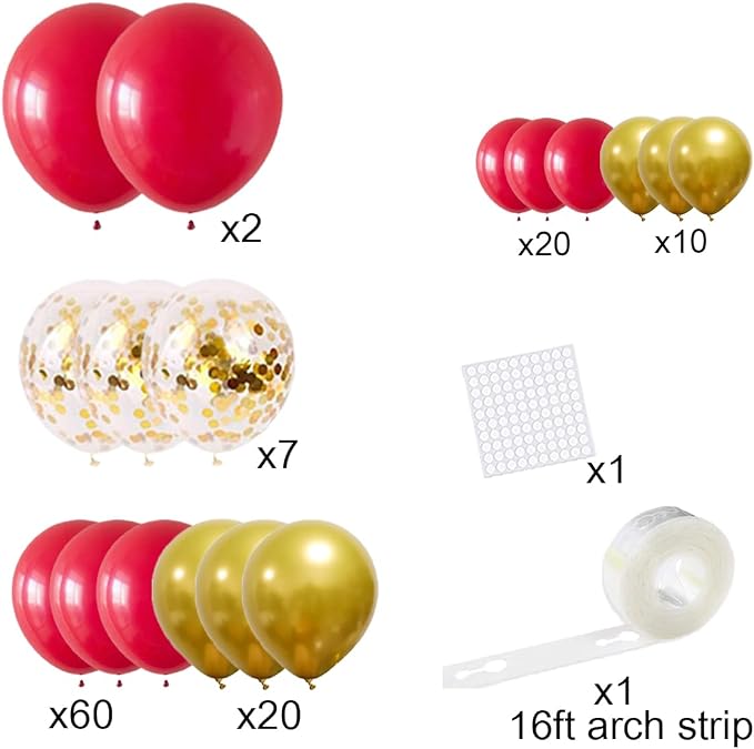 Red Gold Balloon Arch Garland Kit - Image 6