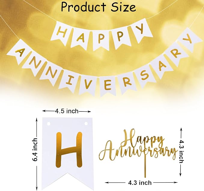 Happy Anniversary Banner Balloons Wedding Love Party and Background Indoor - Image 2
