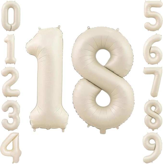 40" Beige Foil Number 18 Balloon by TNCDJKPA