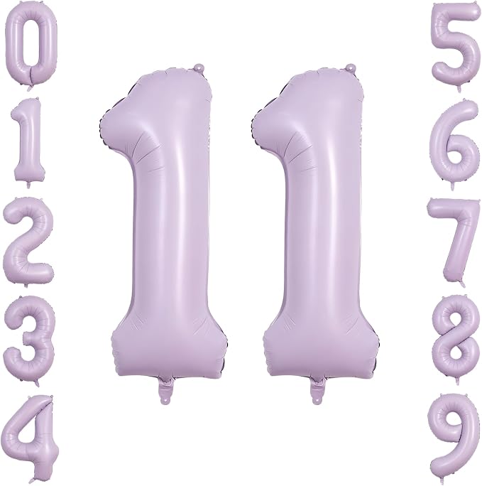 40" Pastel Purple Foil Number 11 Balloon by TNCDJKPA