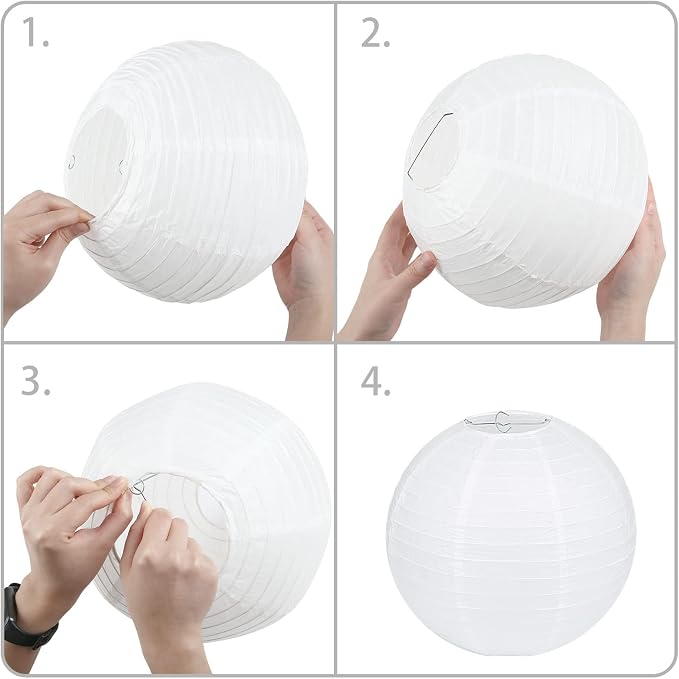 LIHAO 10 Pack White Paper Lanterns, 6/8/10/12 Inch, Wedding Party Decor | - Image 6
