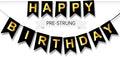 Happy Birthday Banner, Pre-Strung Black and Gold Party Decorations，16ft by ZgimiPartyHome