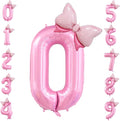 40 inch Number 0 Balloon with Bow Pink Happy Birthday Jumbo Number Balloon by OIBUTUR