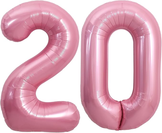 TONIFUL 40 Inch Pink Number 20 Balloon Large Foil 20th Birthday Decorations | by TONIFUL
