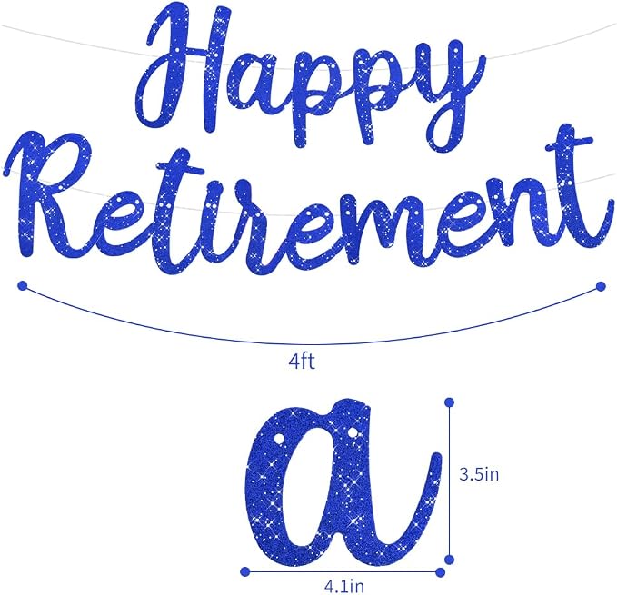 BEISHIDA Pre-Strung Glitter Blue Happy Retirement Banner Party Decoration | NO - Image 2