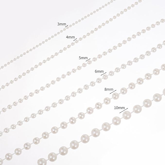 5mm Crafts Faux Pearl Beads Garland Pearl Bead Roll Strand of Pearls to Decorate Floral Centerpieces Wedding Party Favor Christmas Tree(99Feet White)