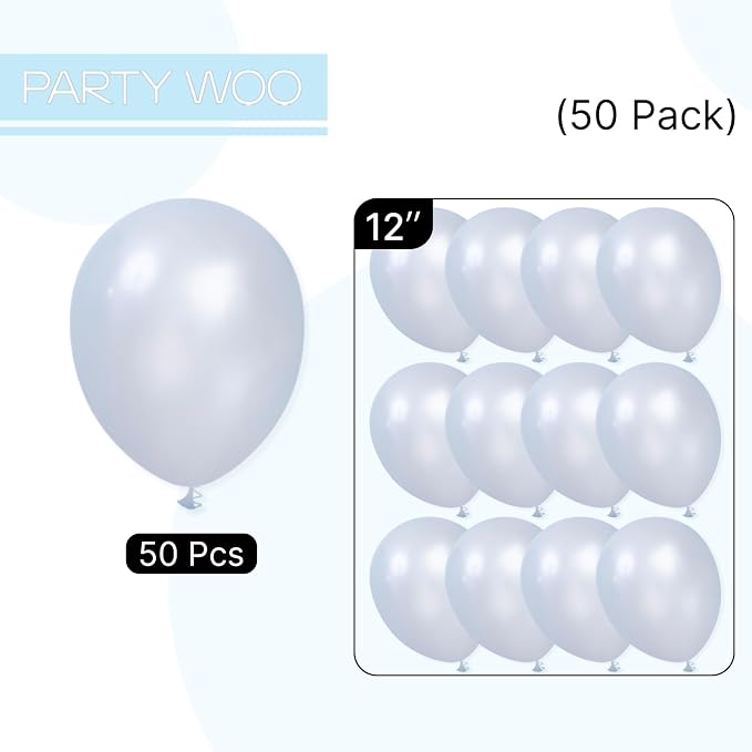 PartyWoo Pearl Light Blue Balloons 50pcs Baby Pastel Blue Color | 12 Inch - Image 6