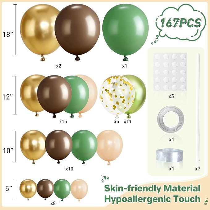 Sage Green Brown Nude Gold Balloon Garland Arch Kit - Image 2
