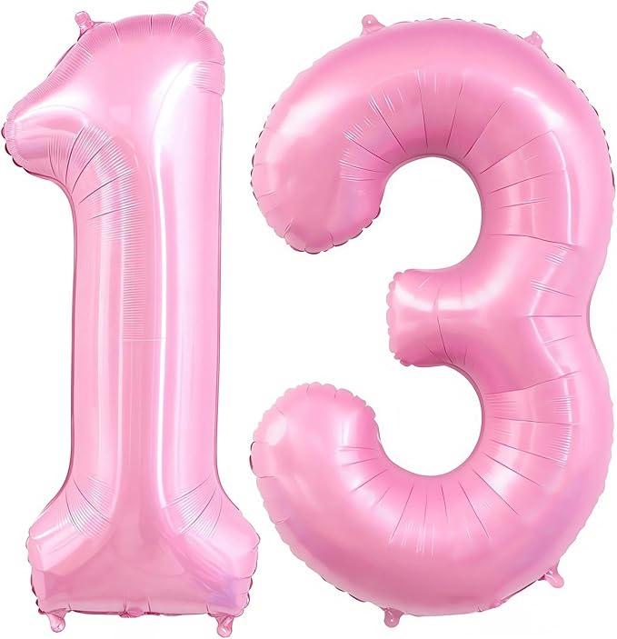 Pastel Pink 13 Balloon, Light Pink 13 Balloons Number, 40 Inch Helium Foil by BBPOOL