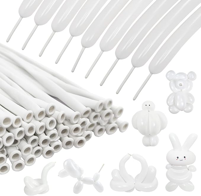 100Pcs 260 Balloons White Long Balloons by KUULBELAballoons