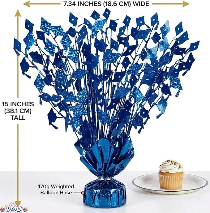 PMU 3 Pcs Blue Graduation Balloon Weights, Graduation Centerpieces - Image 3