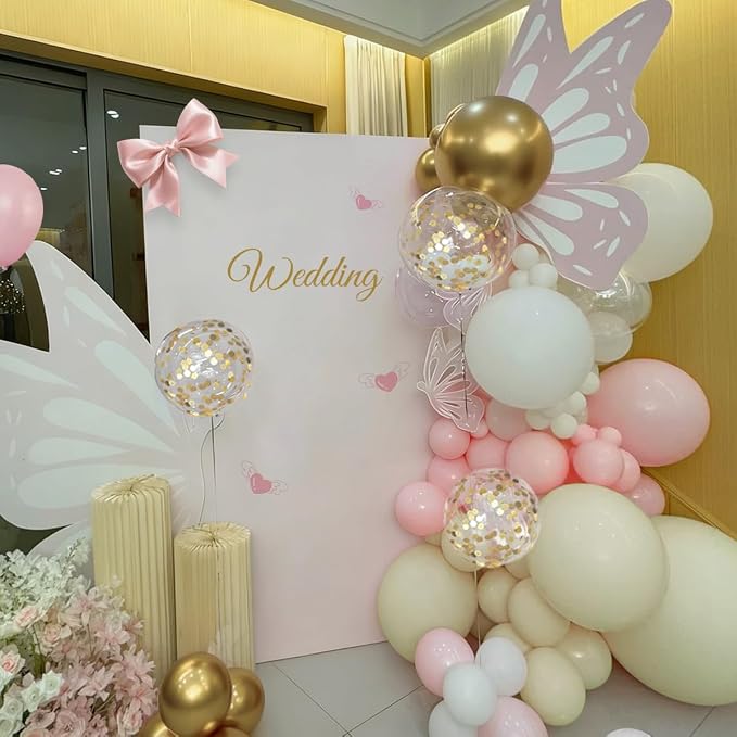 Pink White and Gold Balloon Garland Arch Kit - Image 7