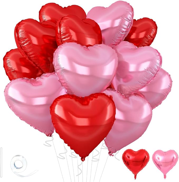 18inch Pink Heart Balloons by Wuhetyo