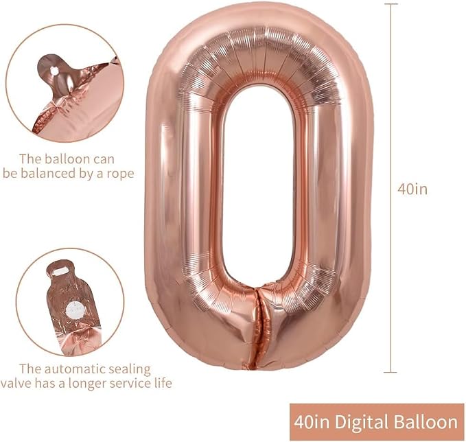 TONIFUL 40 Inch Large Rose Gold Number 40 Balloons Giant Digital 40 Helium - Image 2