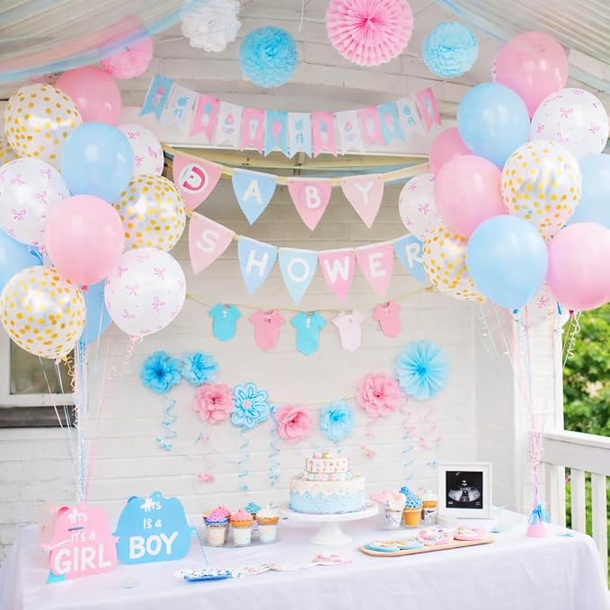 Pink and Blue Balloons 80 Pack 12 Inch Gender Reveal Balloons Arch Kit - Image 4