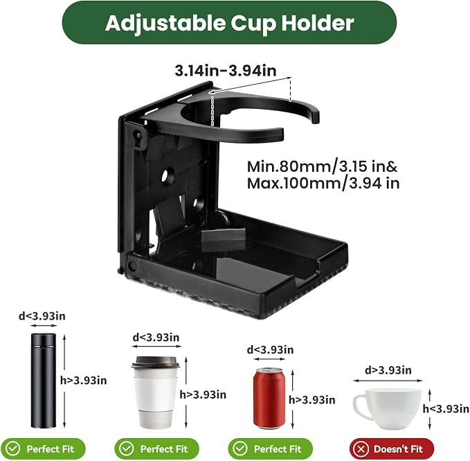 2pcs Wall Cup Holder, Boat Cup Holder, Diamond Embossed Texture | Folding Cup - Image 2