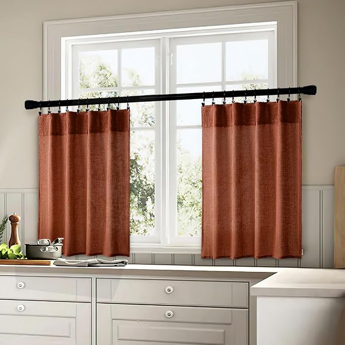 MIULEE Burnt Orange Fall Kitchen Curtains 24 Inches Long 2 Panels Farmhouse | - Image 3