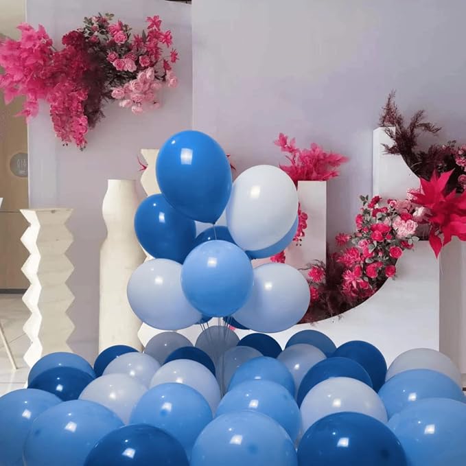 300 Pack Blue and White Balloons 100 of each of the 3 colors 12 inch White Blue - Image 4