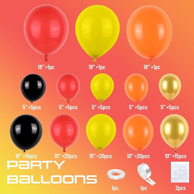 Red Yellow Black Balloon Arch, Fire Truck Balloon Garland - Image 2