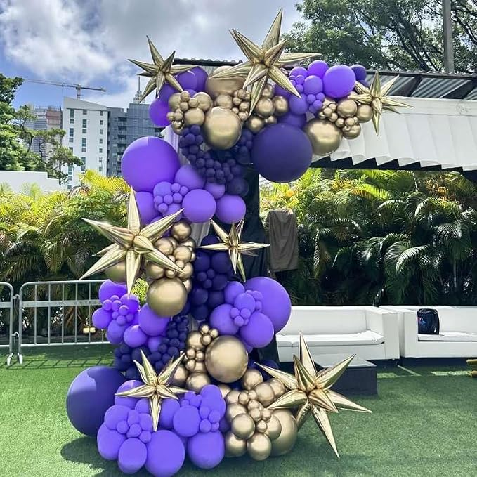 Purple and Gold Balloon Arch Kit, Different Size Balloons - Image 6