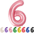6 Balloon Numbers Party Decorations, 40In Pearl Pink Balloons by Mluchee