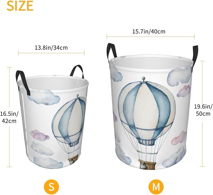 Hot Air Balloon Round Laundry Hamper Storage Basket Toys Clothes Organizer Bin - Image 4