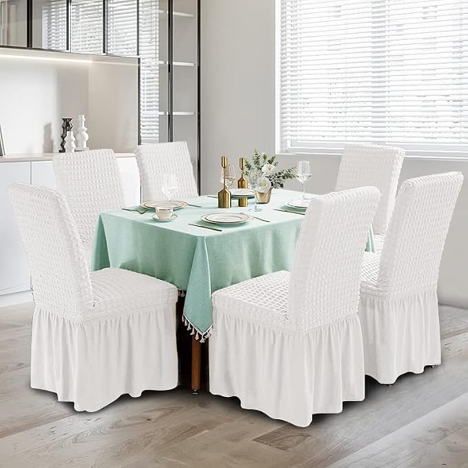 XMNTG Dining Room Chair Slipcovers 1-Piece Stretch White Dining Chair Covers - Image 2