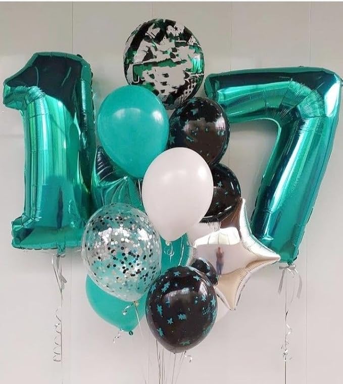Happy Birthday Balloon 40 Inch Blue-Green 6 Balloon - Image 2