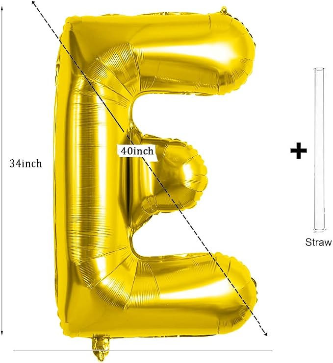 Gold Letter Balloons 40 Inch Large Letter E Balloon Aluminum | Foil Mylar Big - Image 2