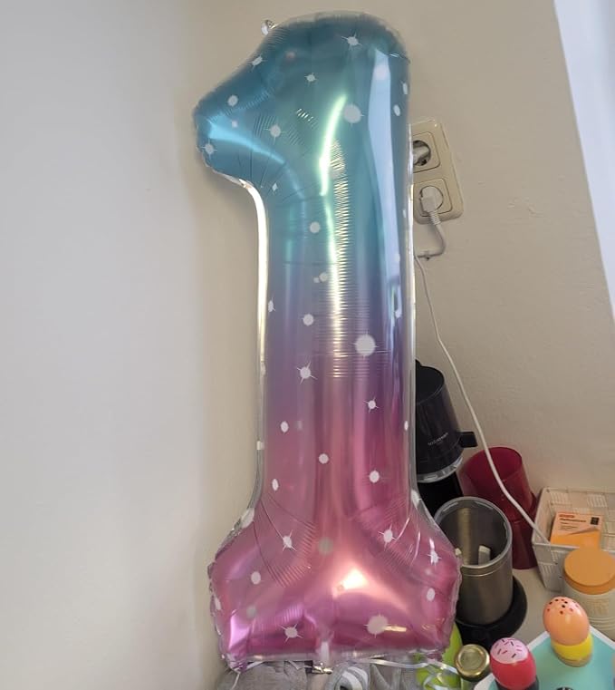 8 Balloon Numbers Birthday Decorations, 40In Pink Purple Blue Balloons | - Image 2
