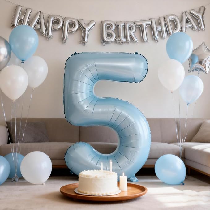 40 In Matte Blue Number Balloons Helium Foil Mylar Balloon Party Digital 36 | - Image 4