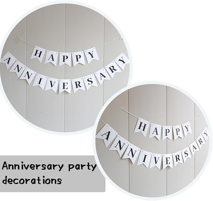 White Happy Anniversary Banner, and Baby Showers - Image 2