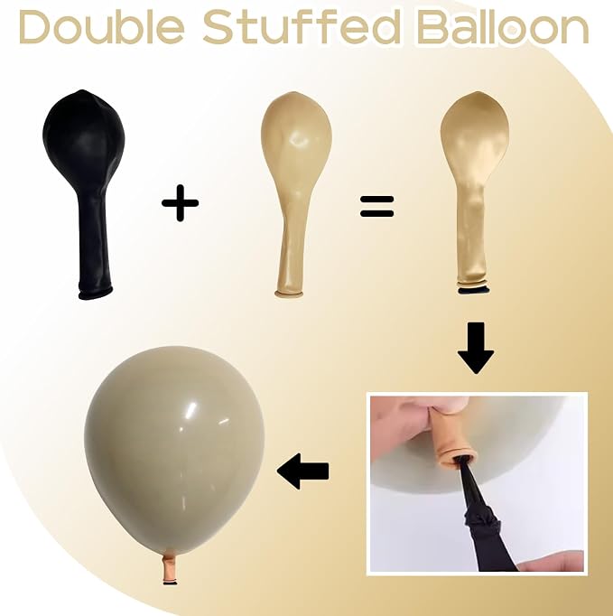 HILAVO Brown Gold Balloons, 12 inch Double Stuffed Brown Gold and Cream Beige - Image 7