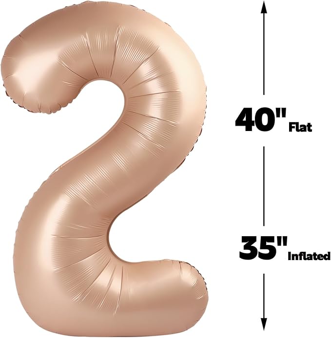 Big 40 Inch Light Brown 2 Number Balloon Birthday Decoration, 2026 Light Brown - Image 3