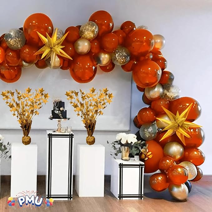PMU Bursting Star Metallic Foil Spray Centerpiece- Metallic Orange Balloon - Image 2