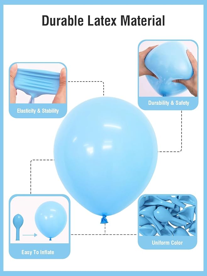 Light Blue Balloons 125 Pcs Different Sizes 18 12 10 5 Inch Pastel Baby Sky - Image 4