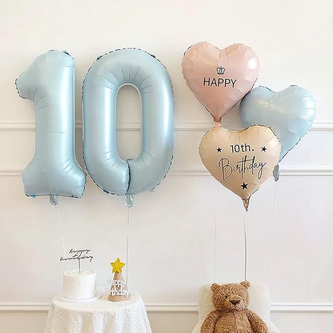 40 Inch Matte Blue 9 Number Balloons Light Blue Number 9 Foil Balloon Mylar - Image 5